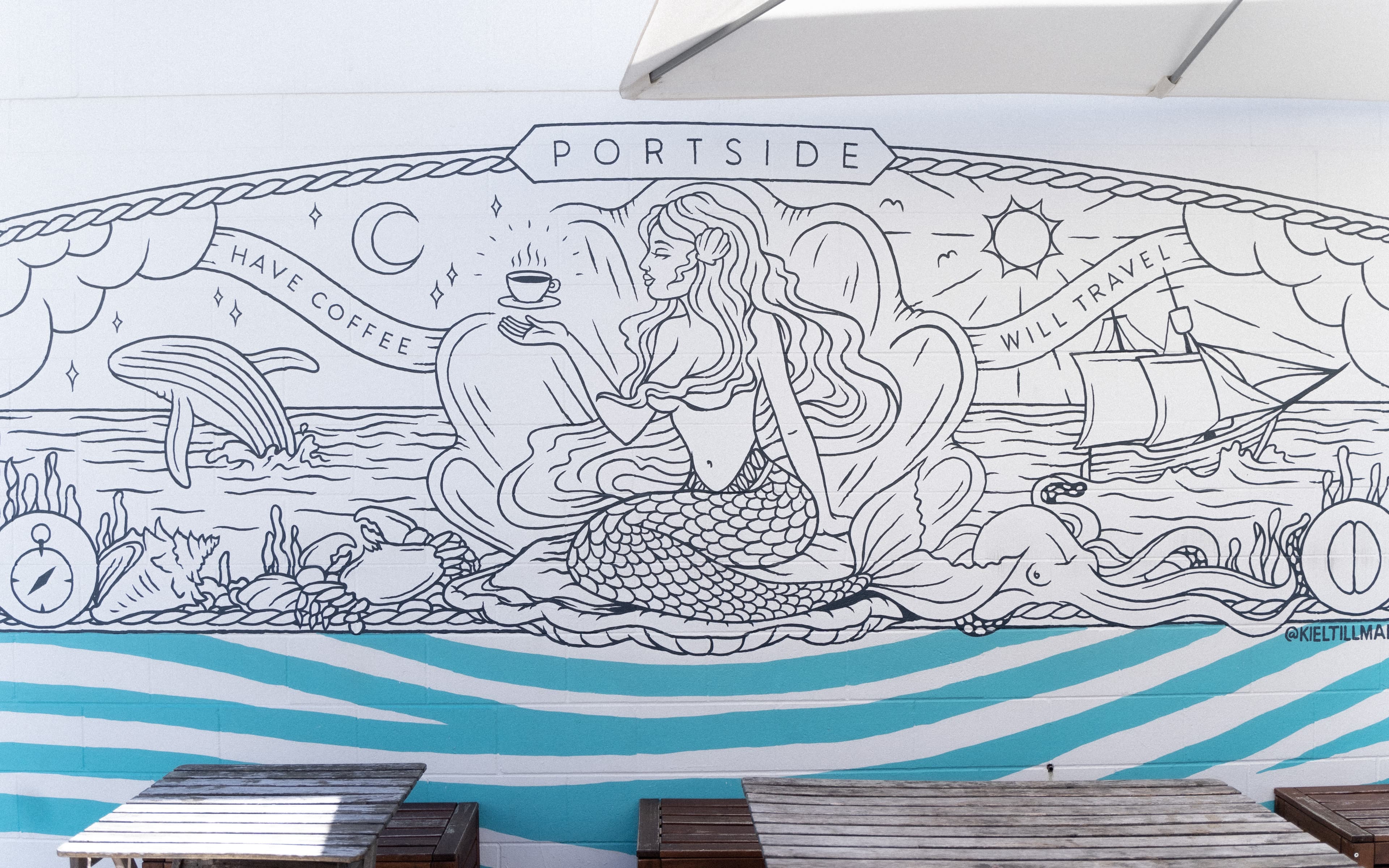 Mermaid Drinking Coffee